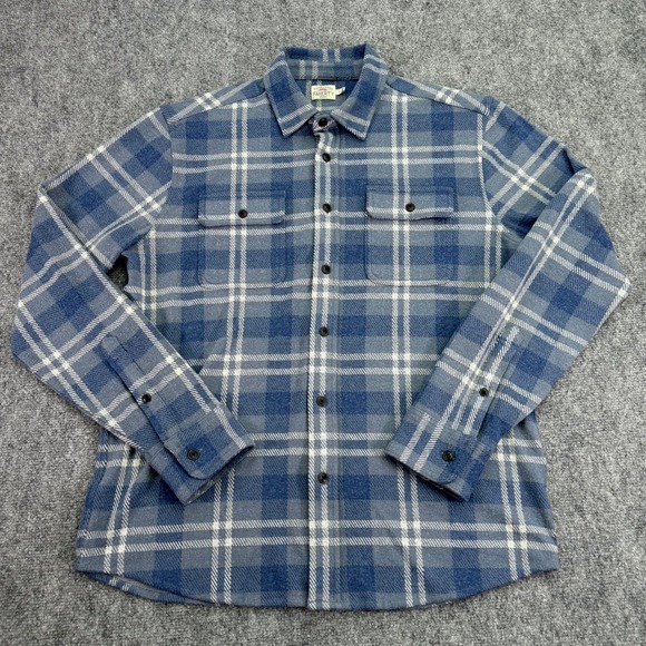 Faherty Other - Faherty Legend Sweater Shirt Mens Large Blue Gray Plaid Knit Button Up Pockets